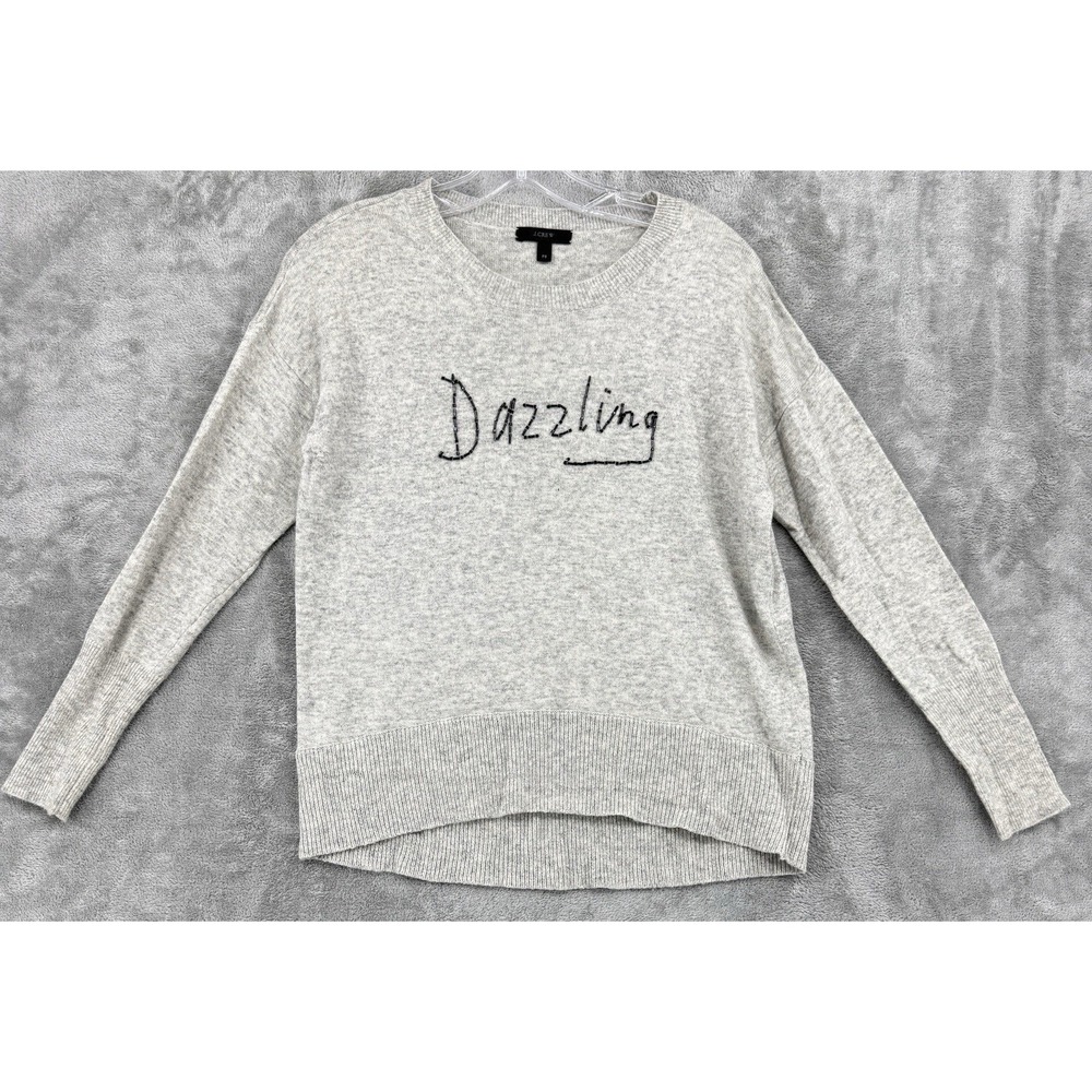 J Crew Sweater Womens Small Petite Merino Wool Beaded Lightweight Cozy Dazzling